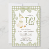 Two Silly Goose Gingham 2nd Birthday Invitation Einladung (Vorderseite)