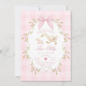 Two Silly Goose Pink Bow Girl 2nd Birthday Einladung (Vorderseite)