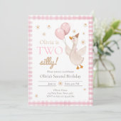 Two Silly Goose Spring Party Farm Girl Birthday Einladung (Stehend Vorderseite)