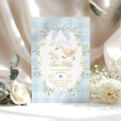 Two Silly Whimsical Blue Gingham Boy 2nd Birthday Einladung