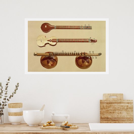 Two sitars and a rudra vina, Indian, from 'Musical Poster (Küche)
