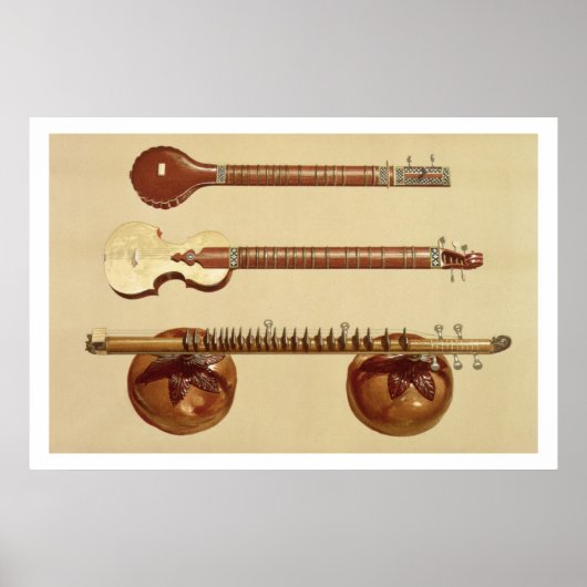 Two sitars and a rudra vina, Indian, from 'Musical Poster (Vorne)