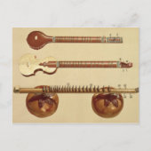 Two sitars and a rudra vina, Indian, from 'Musical Postkarte (Vorderseite)