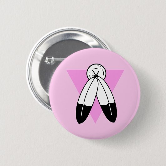 Two-Spirit Pink Triangle Flagge Button (Vorne & Hinten)