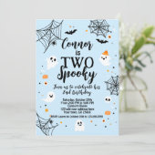Two Spooky Blue Halloween  Einladung (Stehend Vorderseite)