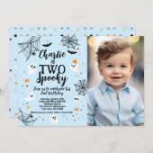 Two Spooky Blue Halloween Invite with Photo Einladung (Vorne/Hinten)
