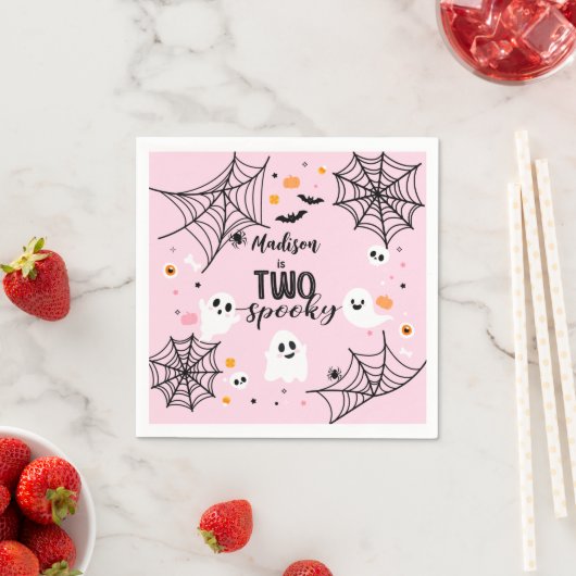 Two Spooky Cute Ghost Pink Halloween Serviette (Beispiel)