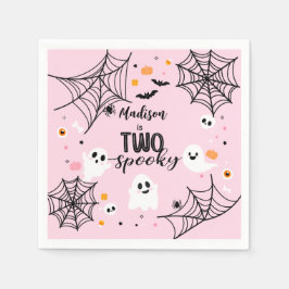 Two Spooky Cute Ghost Pink Halloween Serviette