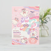 Two Spooky Halloween Groovy Daisy 2nd Birthday  Einladung (Stehend Vorderseite)