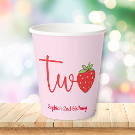 Two Strawberry Birthday Pink Pappbecher