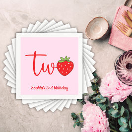 Two Strawberry Birthday Serviette