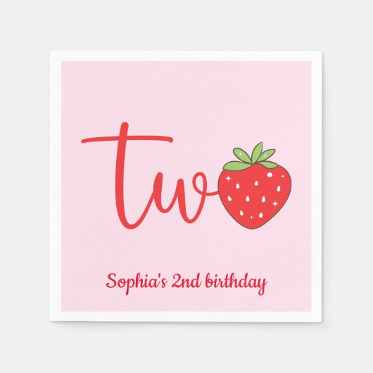Two Strawberry Birthday Serviette (Vorderseite)