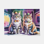 Two Stylish Cats in an Abstract Art Gallery Fußmatte (Vorderseite)