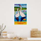 Two Swans Matchbox Art Print, Indian Vintage Folk Poster (Küche)
