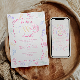 Two Sweet Birthday Invitation Sweet 2nd Birthday  Einladung