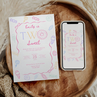 Two Sweet Birthday Invitation Sweet 2nd Birthday Einladung