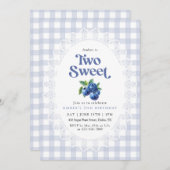 Two Sweet Blueberry Birthday Einladung (Vorne/Hinten)