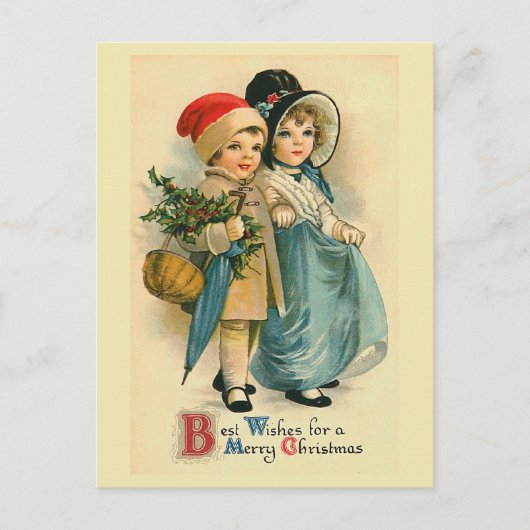 "Two Sweet Children" Weihnachts-Weihnachtskarte Feiertagspostkarte (Vorderseite)