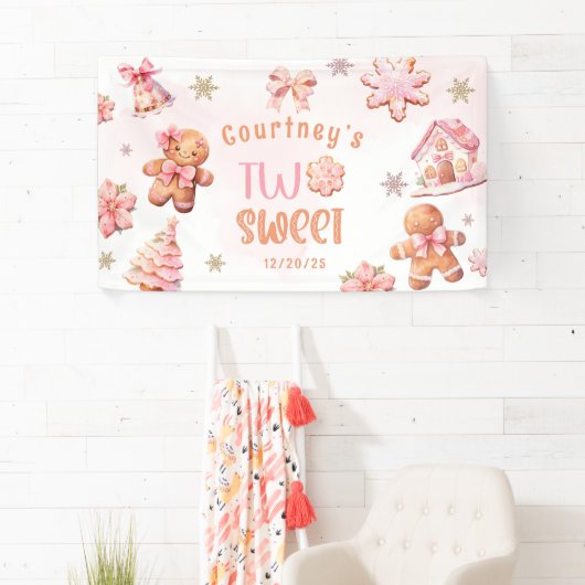 Two Sweet Christmas Cookie 2nd Birthday Banner (Insitu)