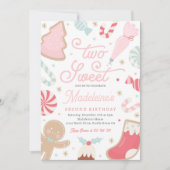 Two Sweet Christmas Cookie 2nd Birthday Party Einladung (Vorderseite)