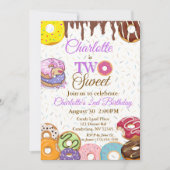 "TWO Sweet" Donut 2. Geburtstag Einladung (Vorderseite)