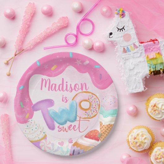 Two Sweet Donut Birthday Plate Pappteller (Party)