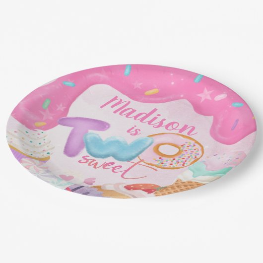 Two Sweet Donut Birthday Plate Pappteller (Schrägansicht)