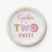 Two Sweet Donuts Girl 2. Geburtstag Party Pappteller (Vorderseite)