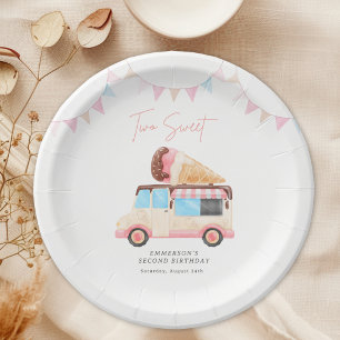 Two Sweet Eiscreme-Wagen 2. Geburtstag Pappteller