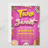 Two Sweet - Girl 2. Geburtstag Einladung (Vorderseite)