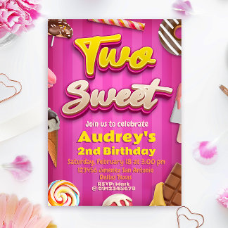 Two Sweet - Girl 2. Geburtstag Einladung