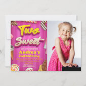 Two Sweet - Girl Birthday mit Foto-Einladung Einladung (Vorderseite)