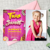 Two Sweet - Girl Birthday mit Foto-Einladung Einladung