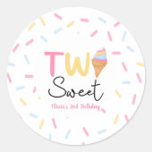 Two Sweet Ice Cream Second 2nd Birthday Party Runder Aufkleber (Vorderseite)