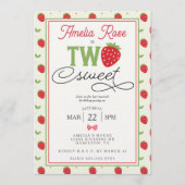 Two Sweet Strawberry 2. Geburtstagsfeier Einladung (Vorderseite)