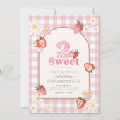 Two Sweet Strawberry 2nd Birthday Invitation Einladung (Vorderseite)
