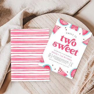 Two Sweet Watermelon 2. Geburtstags-Party Einladun Einladung