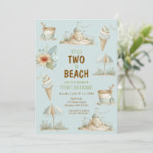 Two the Beach Summer Kids Birthday Invitation Einladung (Stehend Vorderseite)