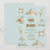 Two the Beach Summer Kids Birthday Invitation Einladung (Vorne/Hinten)