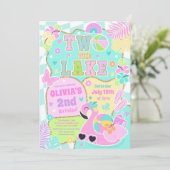 Two The Lake Preppy Girly 2nd Birthday Pool Party Einladung (Stehend Vorderseite)