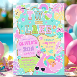 Two The Lake Preppy Girly 2nd Birthday Pool Party Einladung