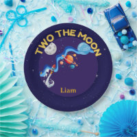 Two the Moon 2. Geburtstag Papier Teller Raum Rake