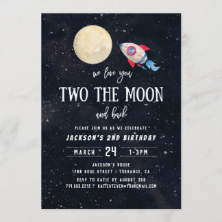 Two The Moon Boy 2. Geburtstag Party Einladung