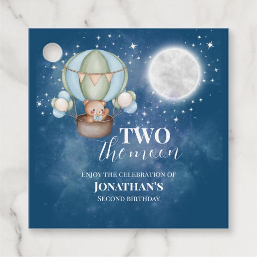 Two The Moon Boy Bear Balloon 2nd Birthday Geschenkanhänger (Vorderseite)