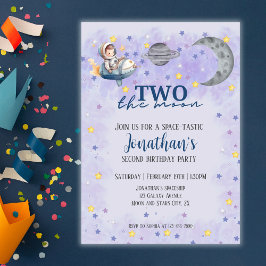 Two The Moon Boy Space Rakete 2. Geburtstag  Einladung