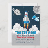 Two The Moon Boy Space Rocket 2nd Birthday  Einladung (Vorderseite)