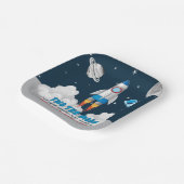 Two The Moon Boy Space Rocket 2nd Birthday Pappteller (Gewinkelt)