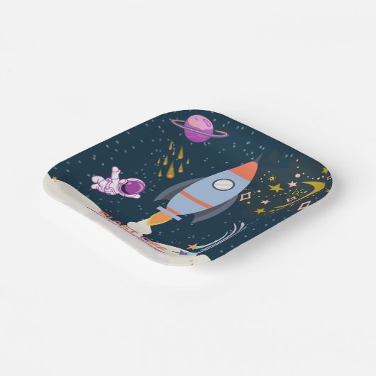 Two The Moon Boy Space Rocket 2nd Birthday Pappteller (Gewinkelt)