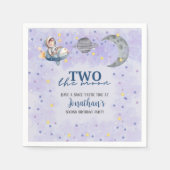 Two The Moon Boy Space Rocket 2nd Birthday Serviette (Vorderseite)