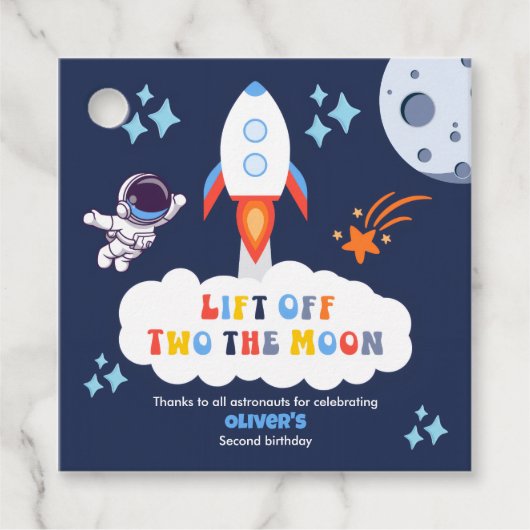 Two The Moon Boy Space Rocket Lift Off 2nd Bday Geschenkanhänger (Vorderseite)